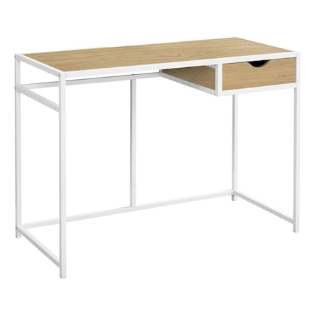 Monarch Specialties Computer Desk, Home Office, Laptop, Storage Drawer, 42"L, Work, Metal, Laminate, Natural, White I 7575